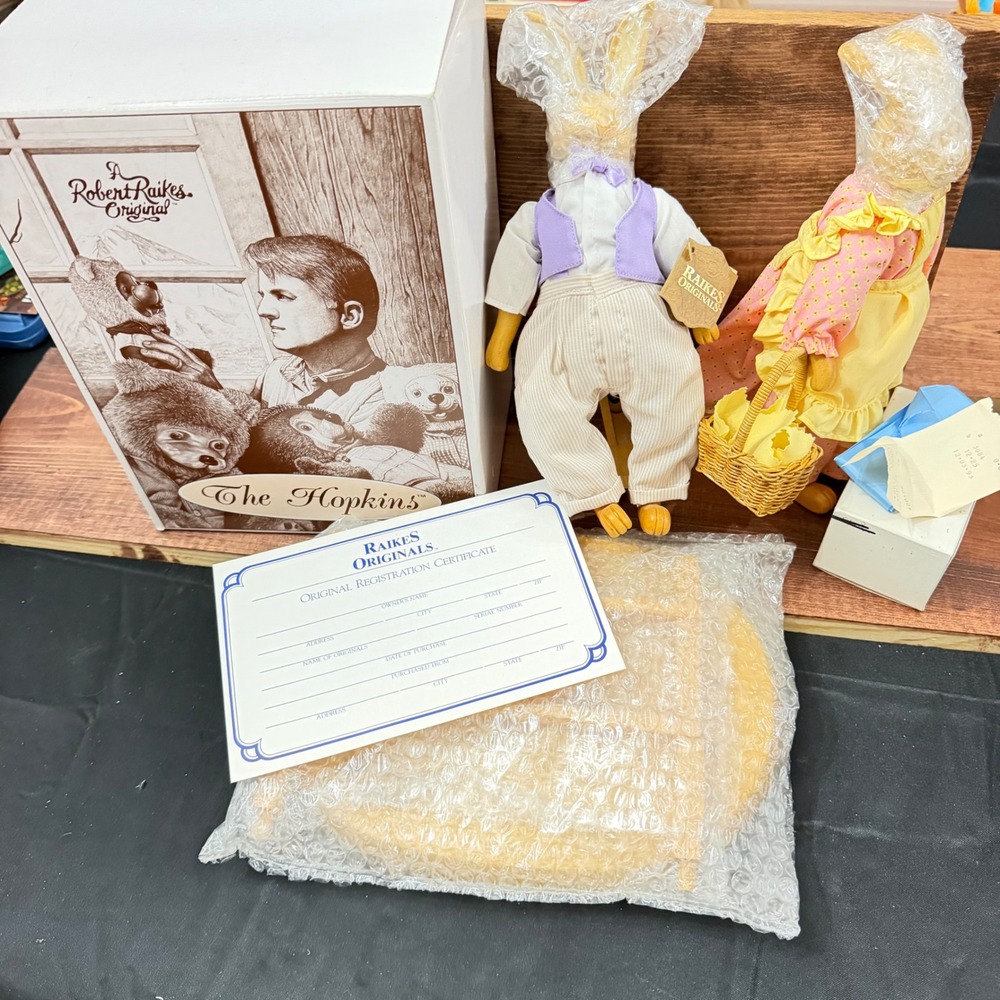 Robert Raikes Original The Hopkins Limited Edition Wooden Face Bunny Rabbit Set